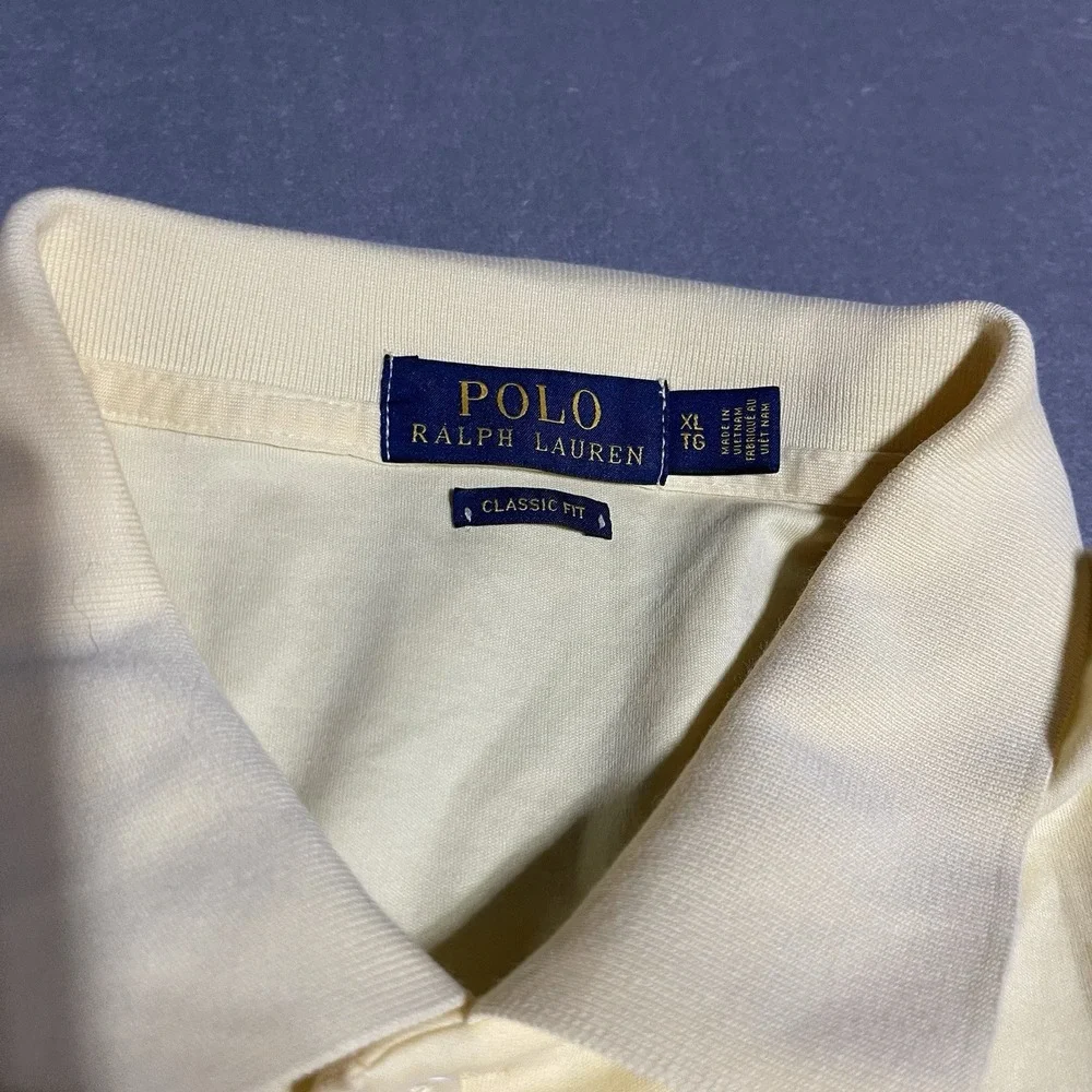 Polo Ralph Lauren Polo‎ Shirt Mens XL Yellow Soft Cotton Flesh Pony Preppy